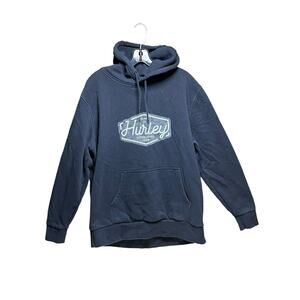 Hurley Sweater Mens Large Black Graphic Hoodie Pullover Fleece Surfer Skater